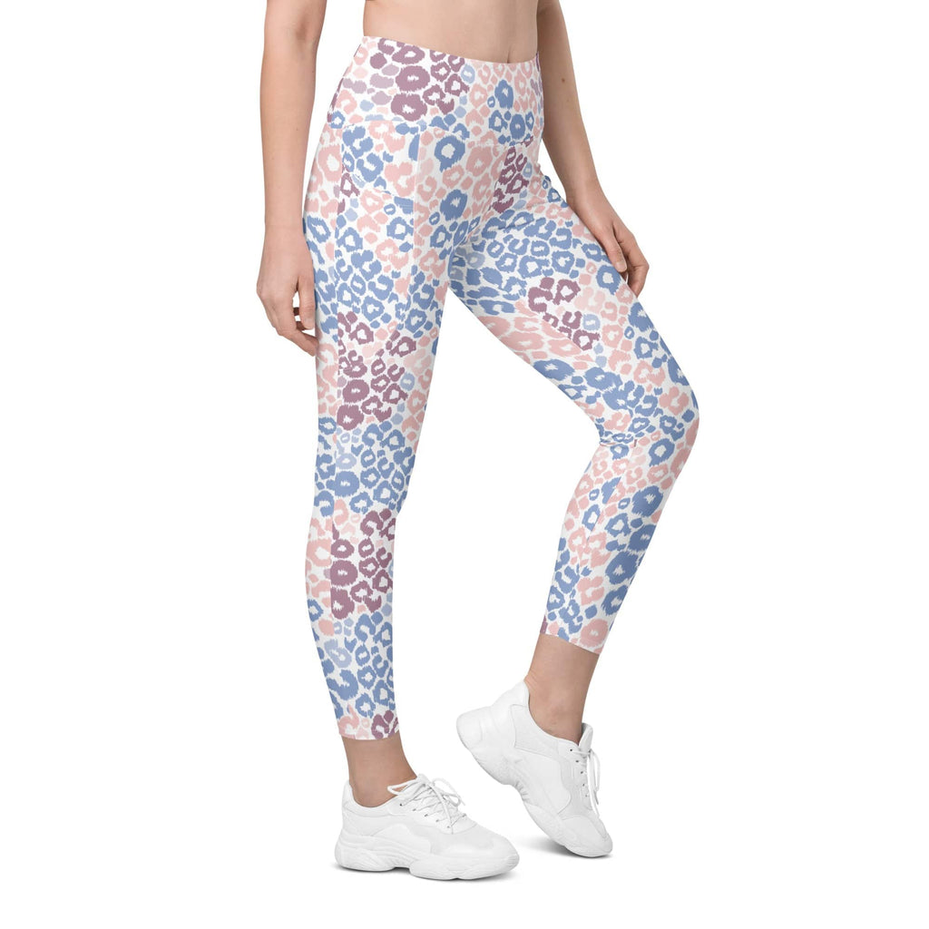 Pastel Leopard Print Leggings With Pockets