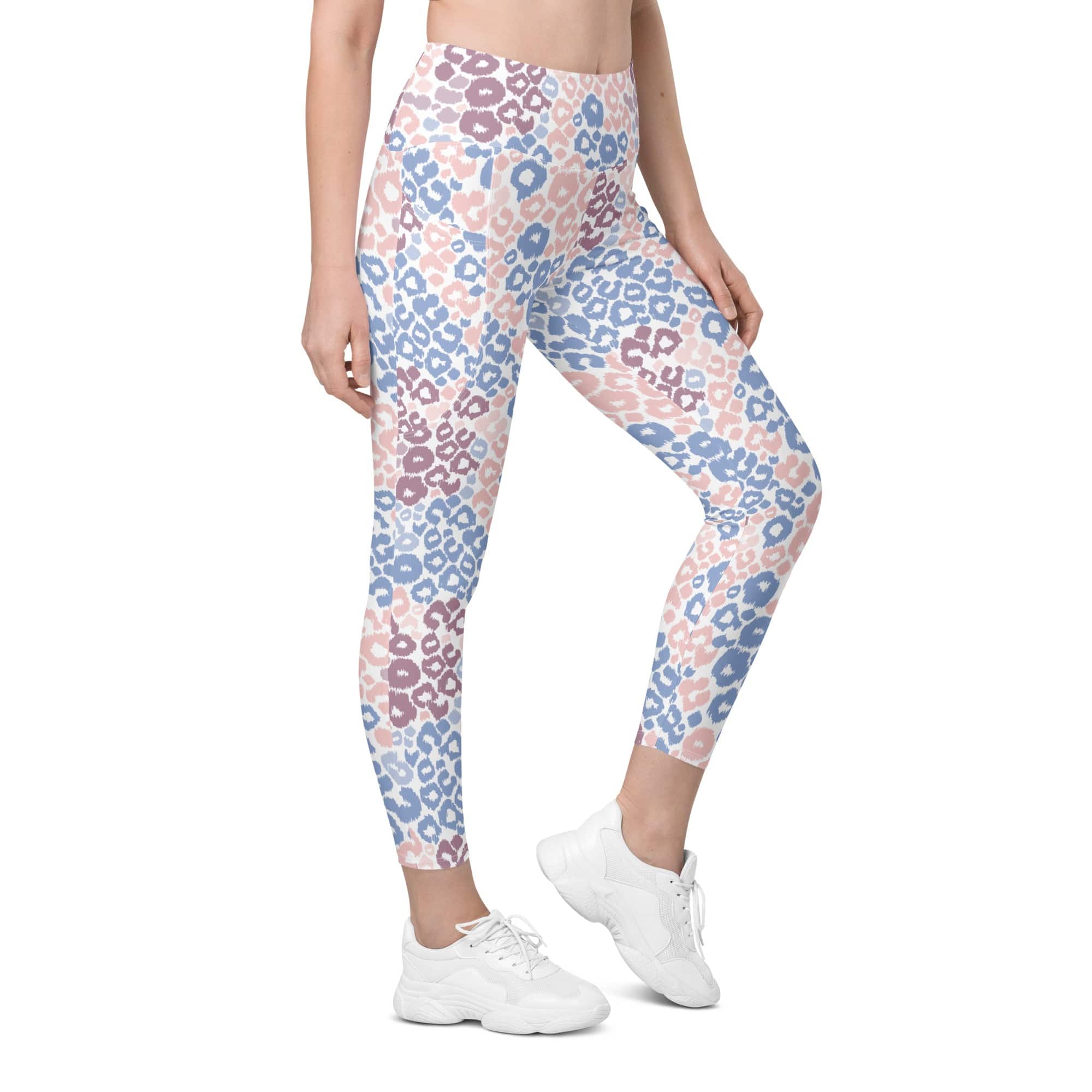 Pastel Leopard Print Leggings With Pockets