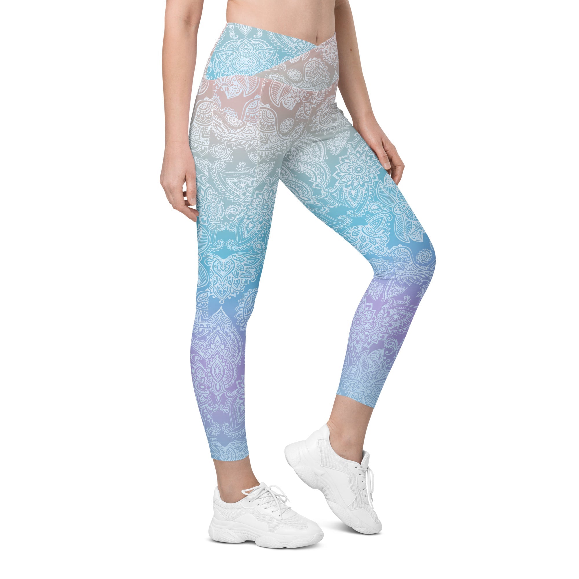 Pastel Spiritual Crossover Leggings With Pockets