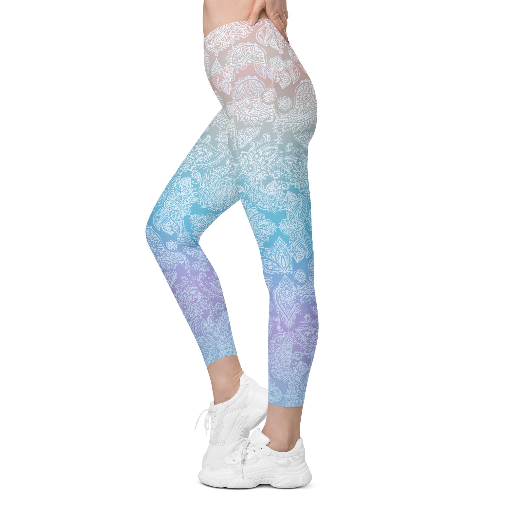 Pastel Spiritual Crossover Leggings With Pockets