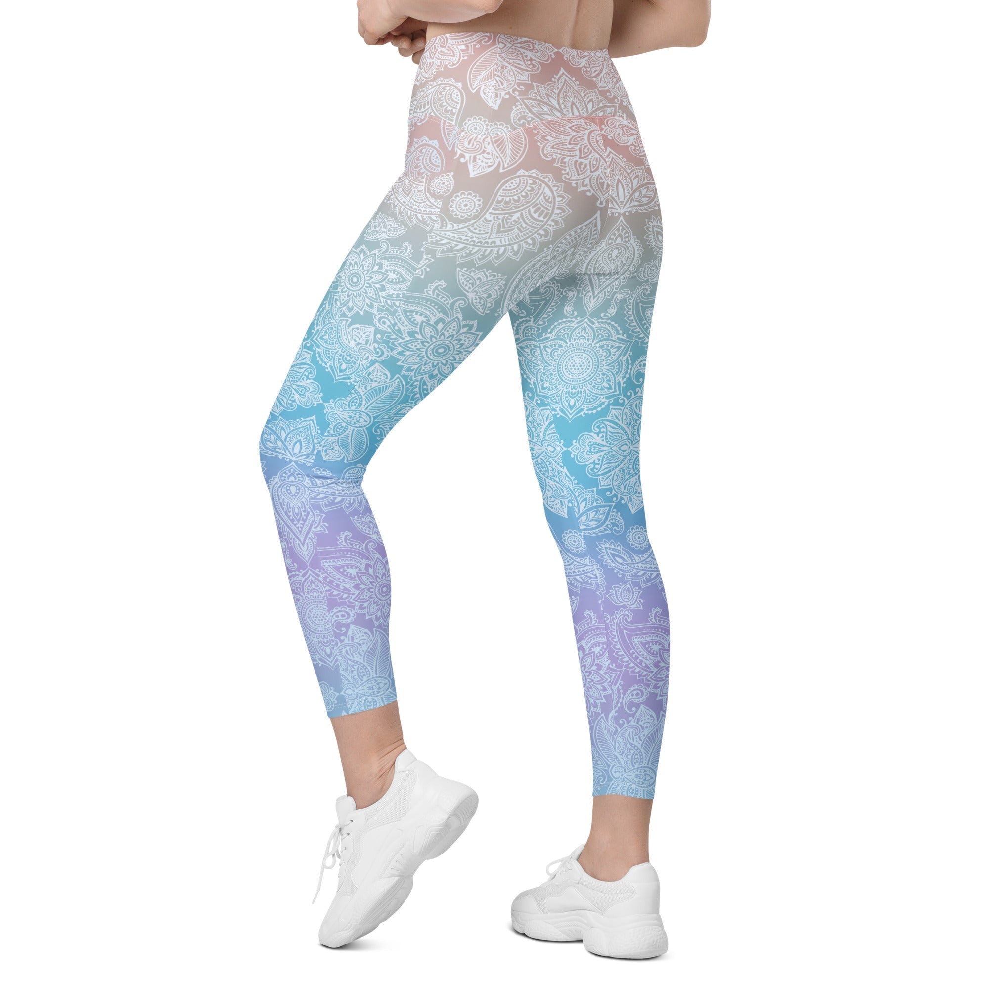 Pastel Spiritual Crossover Leggings With Pockets