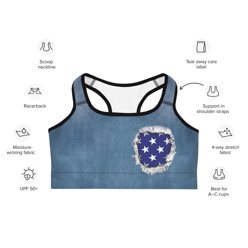 Patriotic Denim Sports Bra