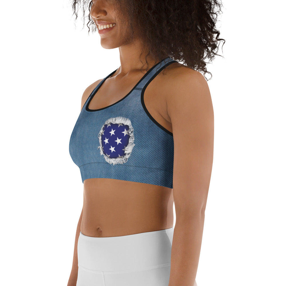 Patriotic Denim Sports Bra