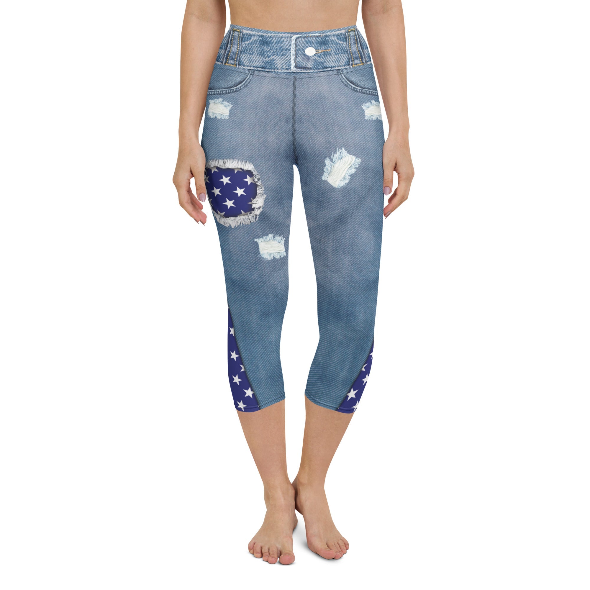 Patriotic Denim Yoga Capris
