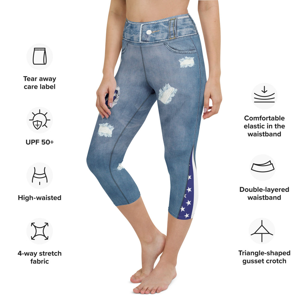 Patriotic Denim Yoga Capris