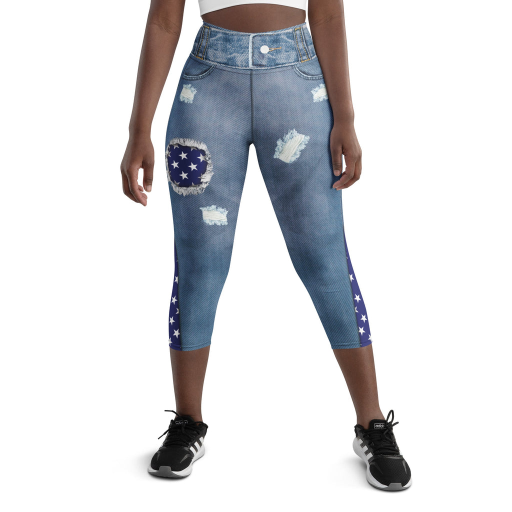 Patriotic Denim Yoga Capris