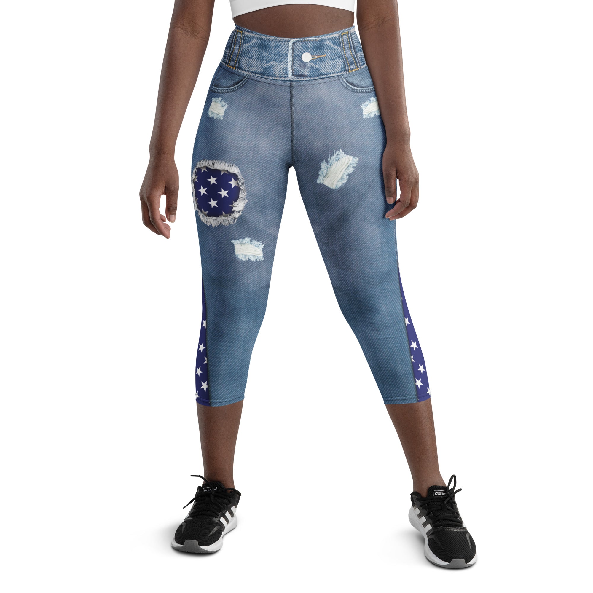 Patriotic Denim Yoga Capris