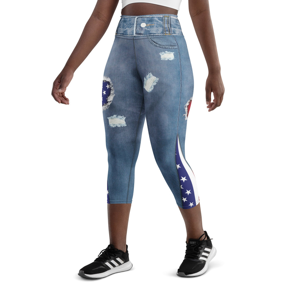 Patriotic Denim Yoga Capris