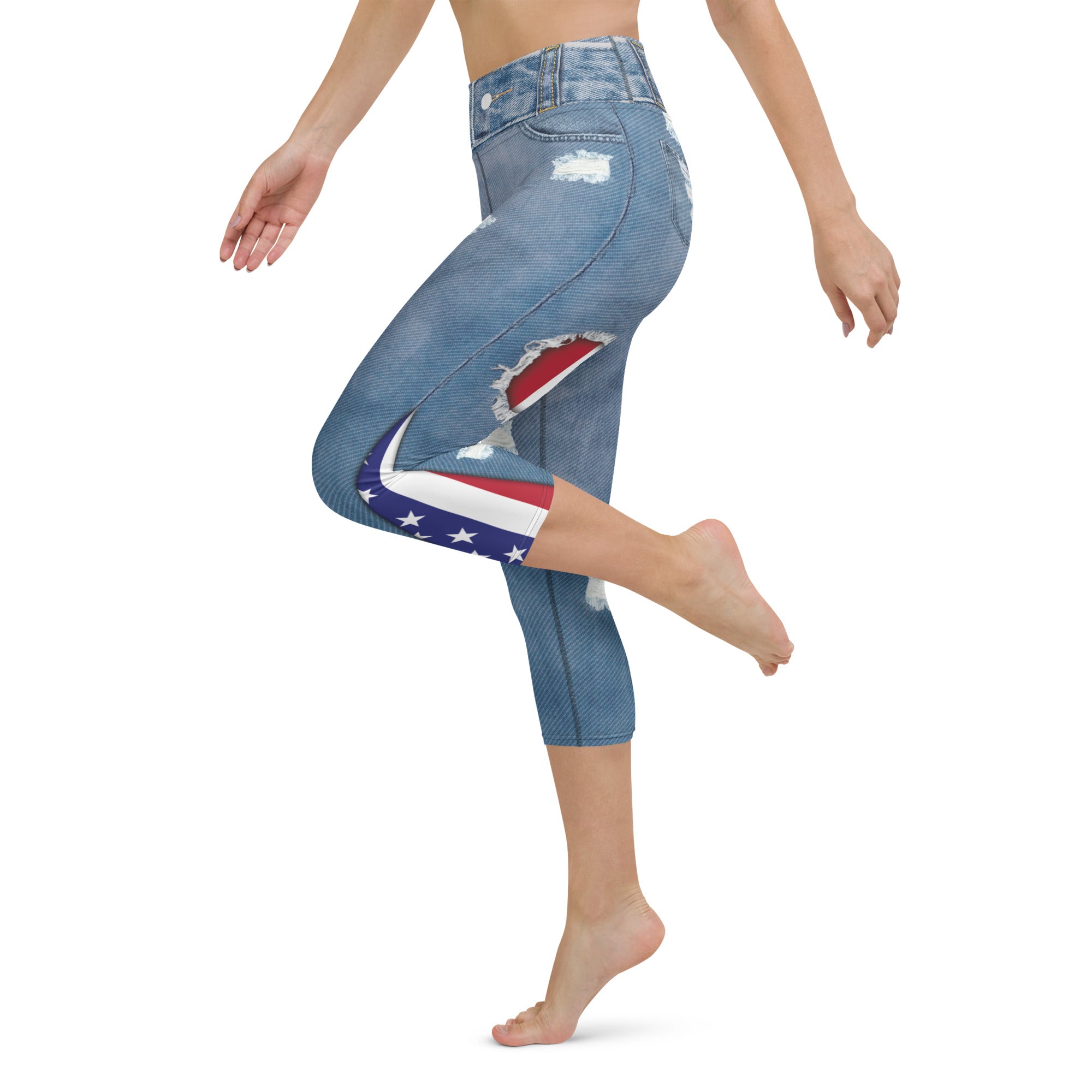 Patriotic Denim Yoga Capris