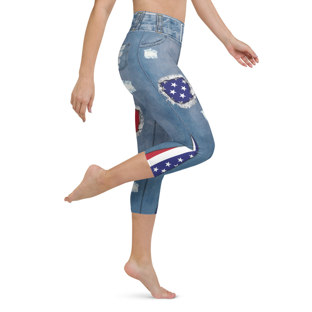 Patriotic Denim Yoga Capris