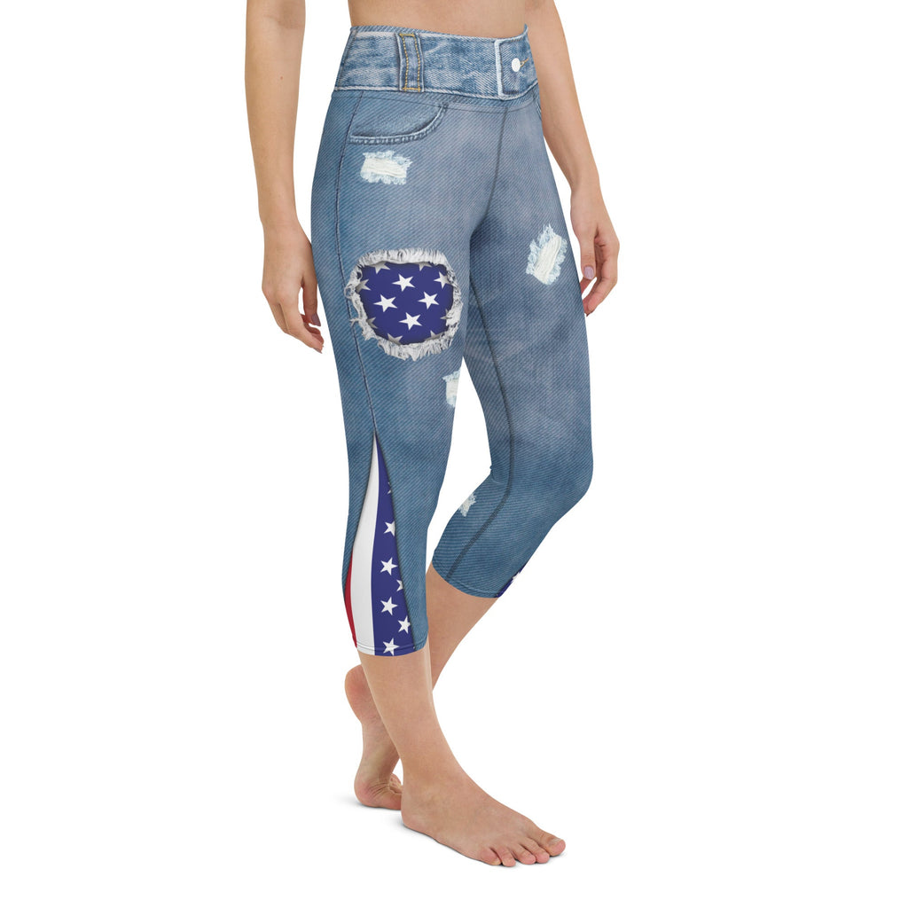 Patriotic Denim Yoga Capris