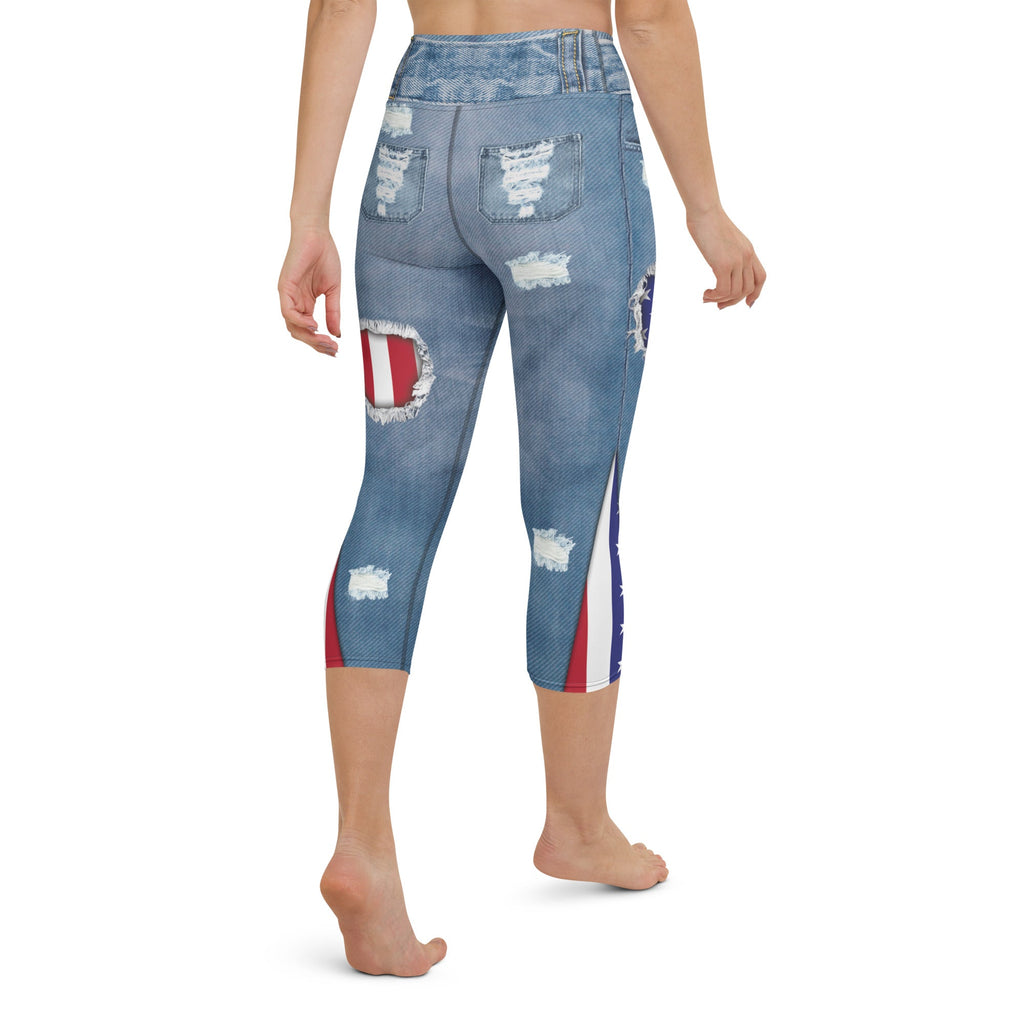 Patriotic Denim Yoga Capris