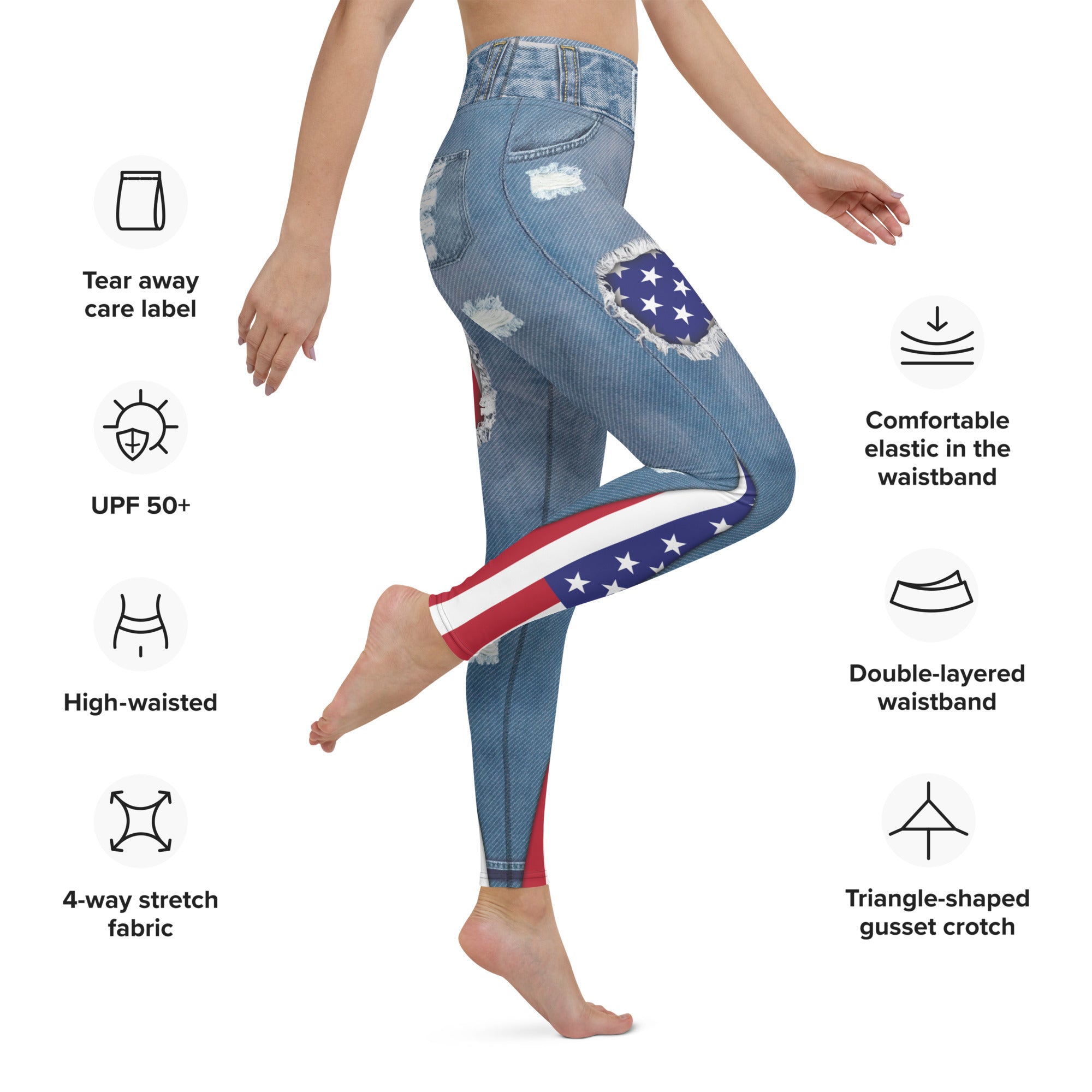 Patriotic Denim Yoga Leggings