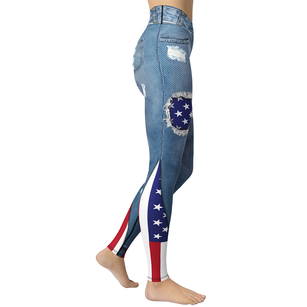 Patriotic Denim Yoga Leggings