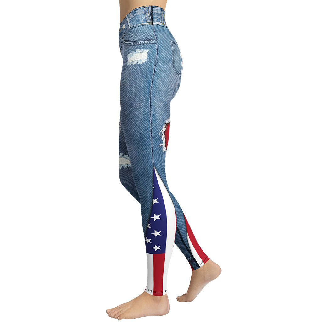 Patriotic Denim Yoga Leggings