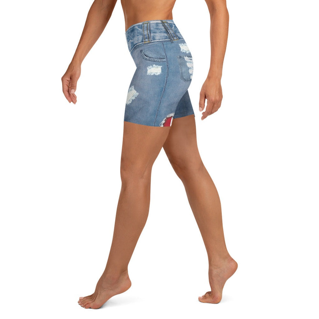 Patriotic Denim Yoga Shorts