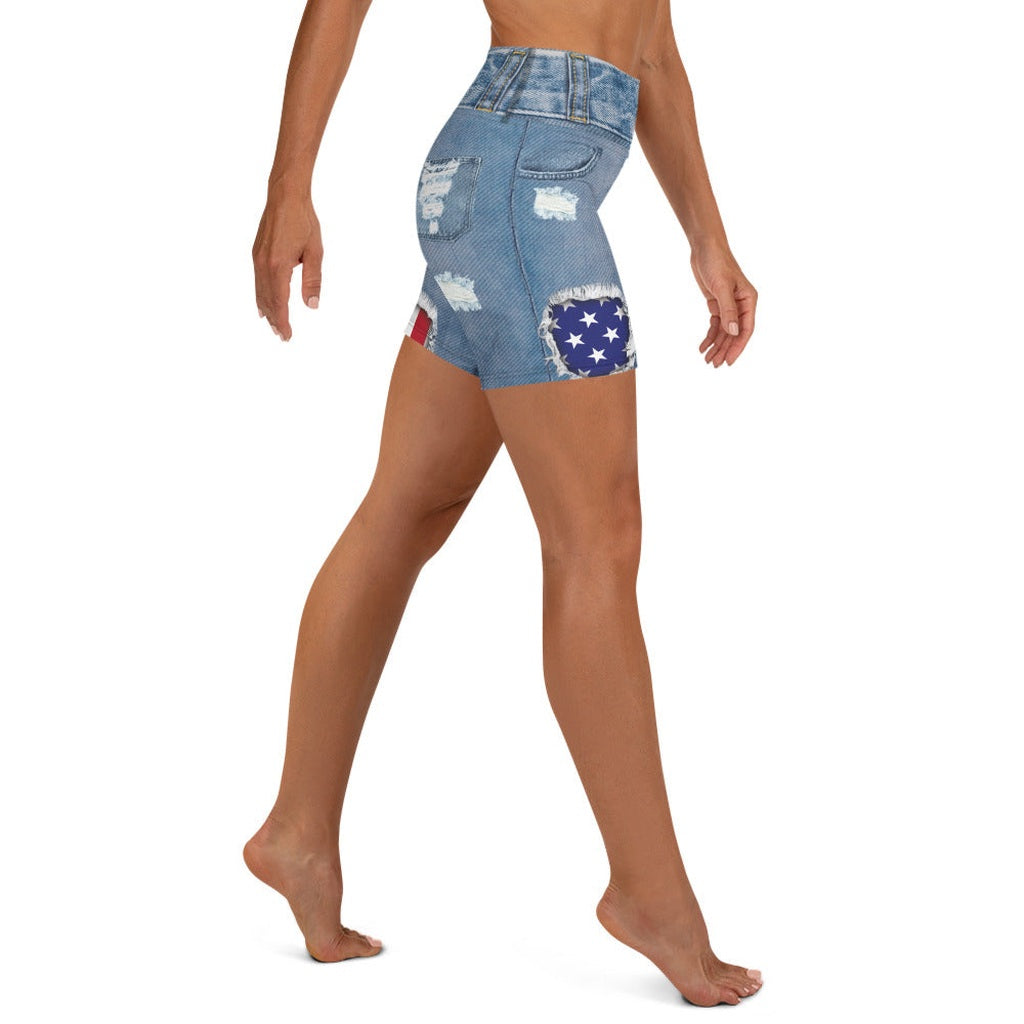 Patriotic Denim Yoga Shorts
