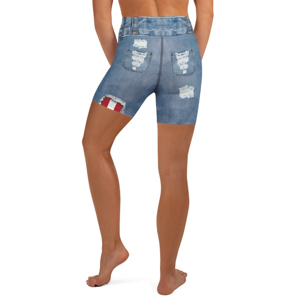Patriotic Denim Yoga Shorts