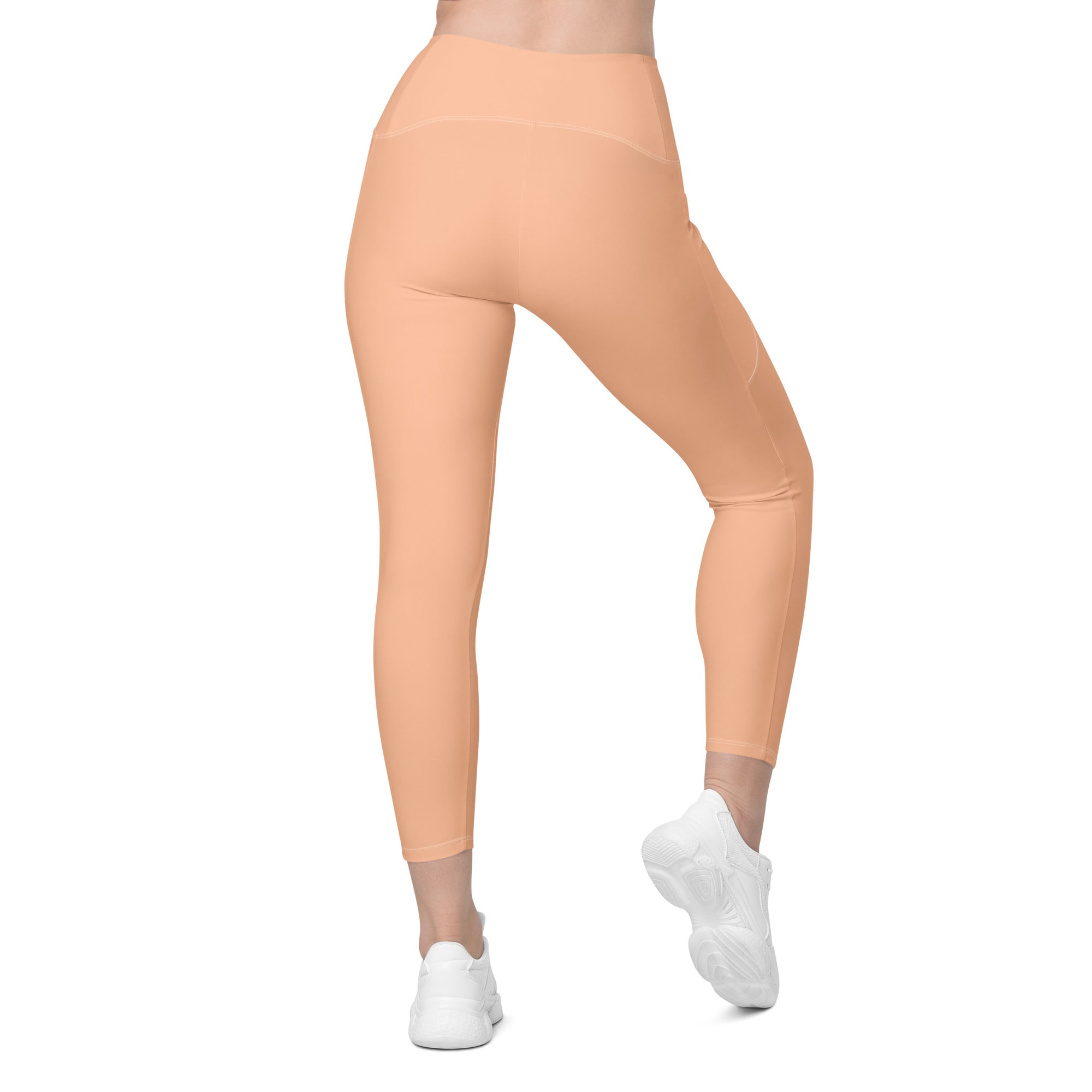 Peach Fuzz Crossover Leggings With Pockets