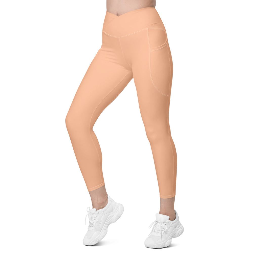 Peach Fuzz Crossover Leggings With Pockets