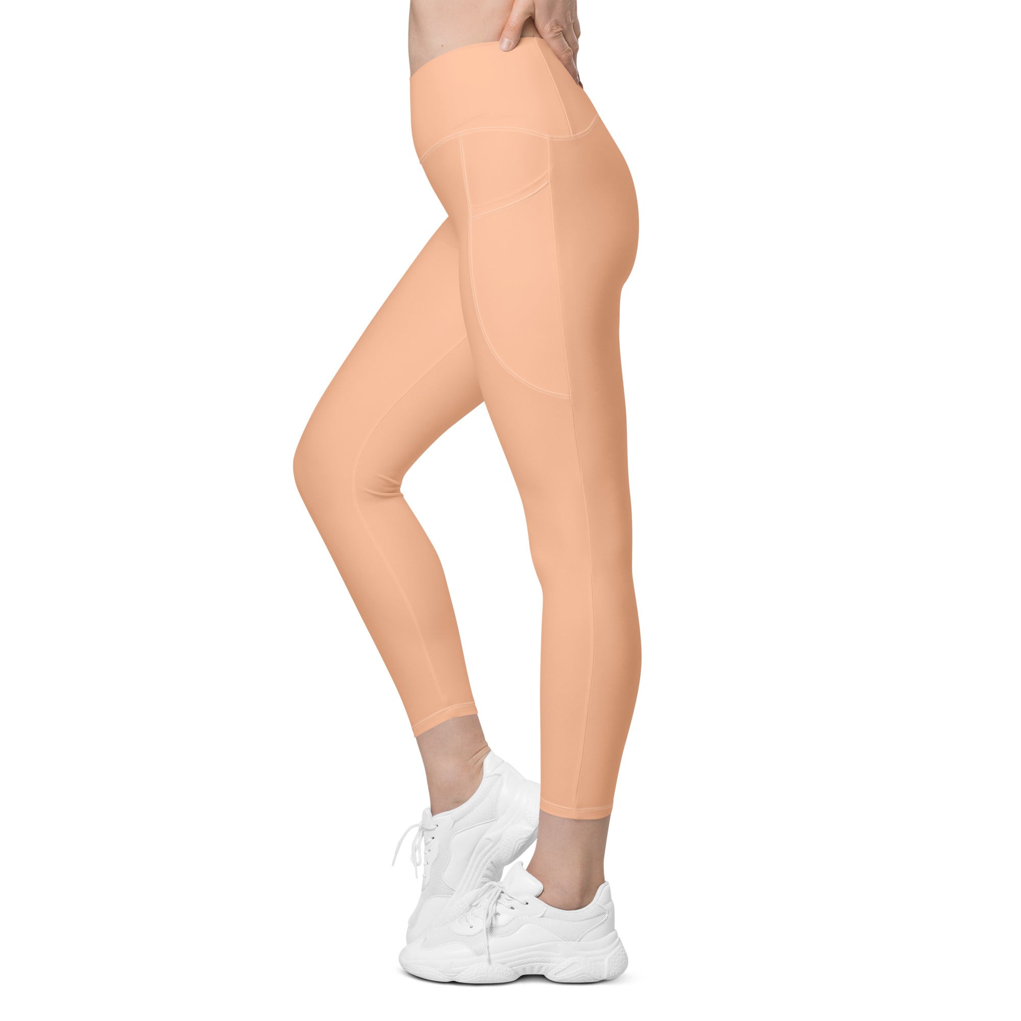 Peach Fuzz Crossover Leggings With Pockets