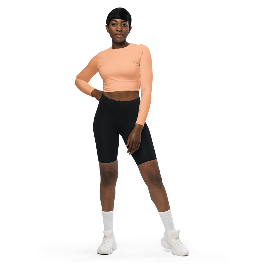 Peach Fuzz Recycled Long-sleeve Crop Top