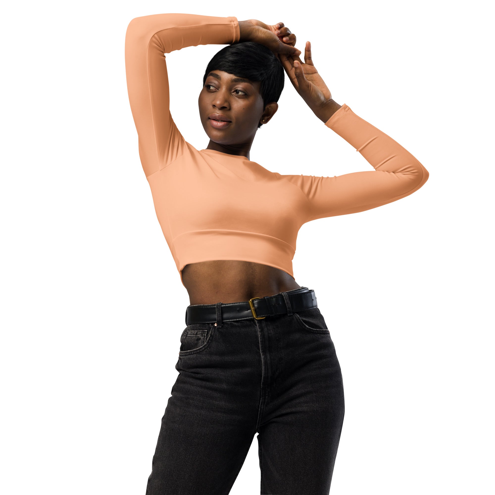 Peach Fuzz Recycled Long-sleeve Crop Top