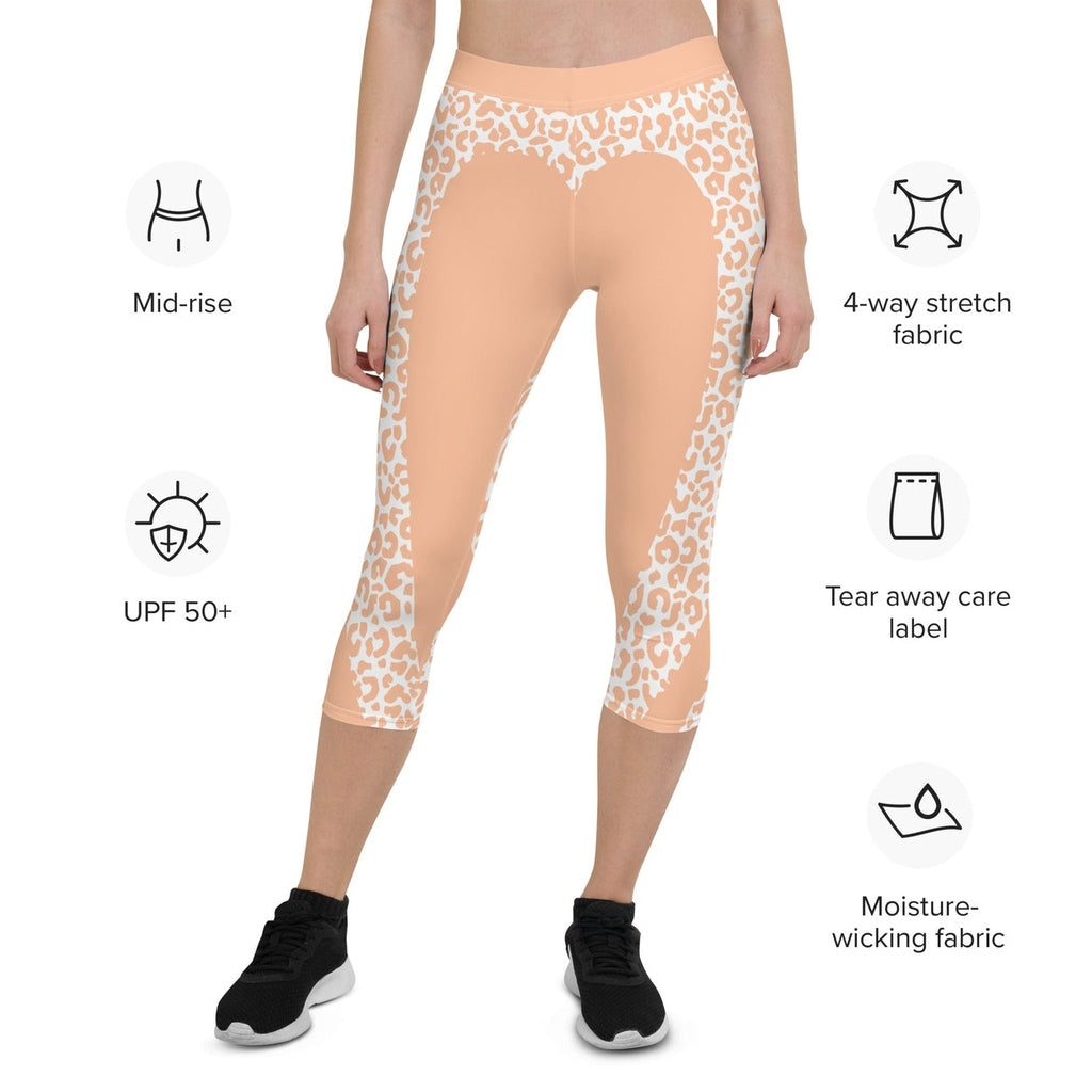 Peach Leopard Heart Shaped Capris