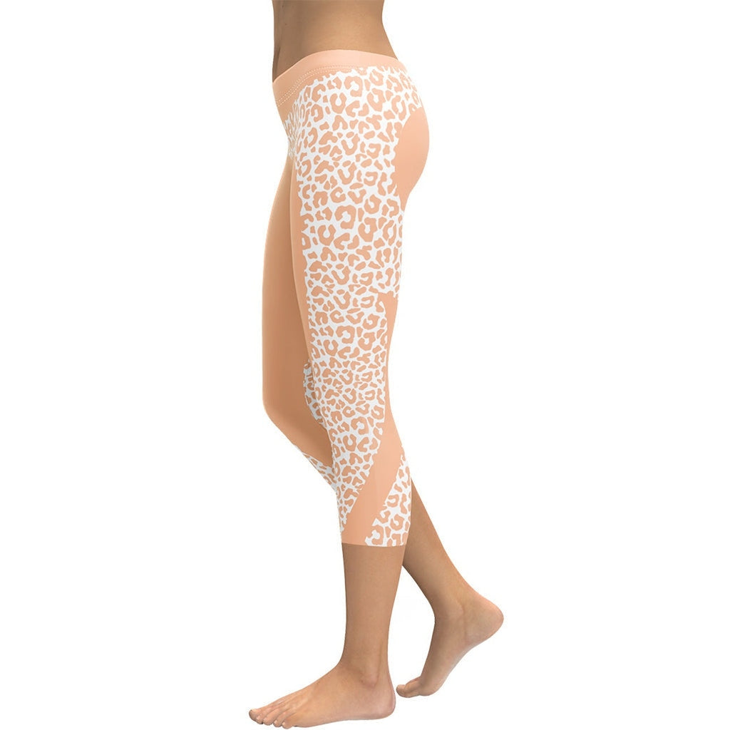 Peach Leopard Heart Shaped Capris