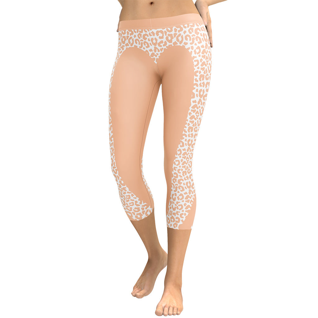 Peach Leopard Heart Shaped Capris