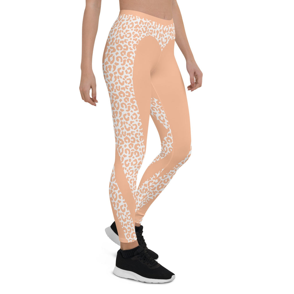 Peach Leopard Heart Shaped Leggings