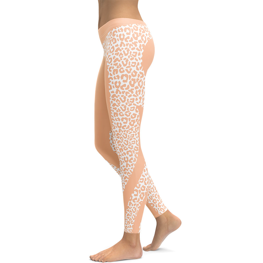 Peach Leopard Heart Shaped Leggings