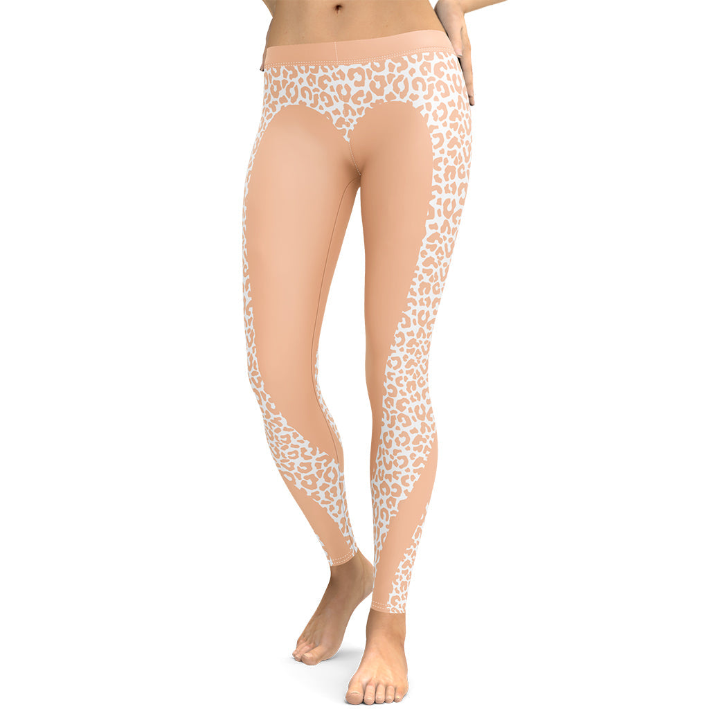 Peach Leopard Heart Shaped Leggings