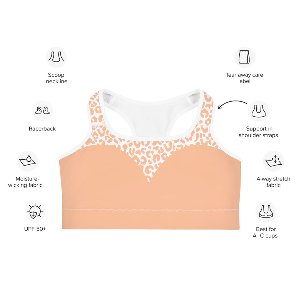 Peach Leopard Heart Shaped Sports Bra