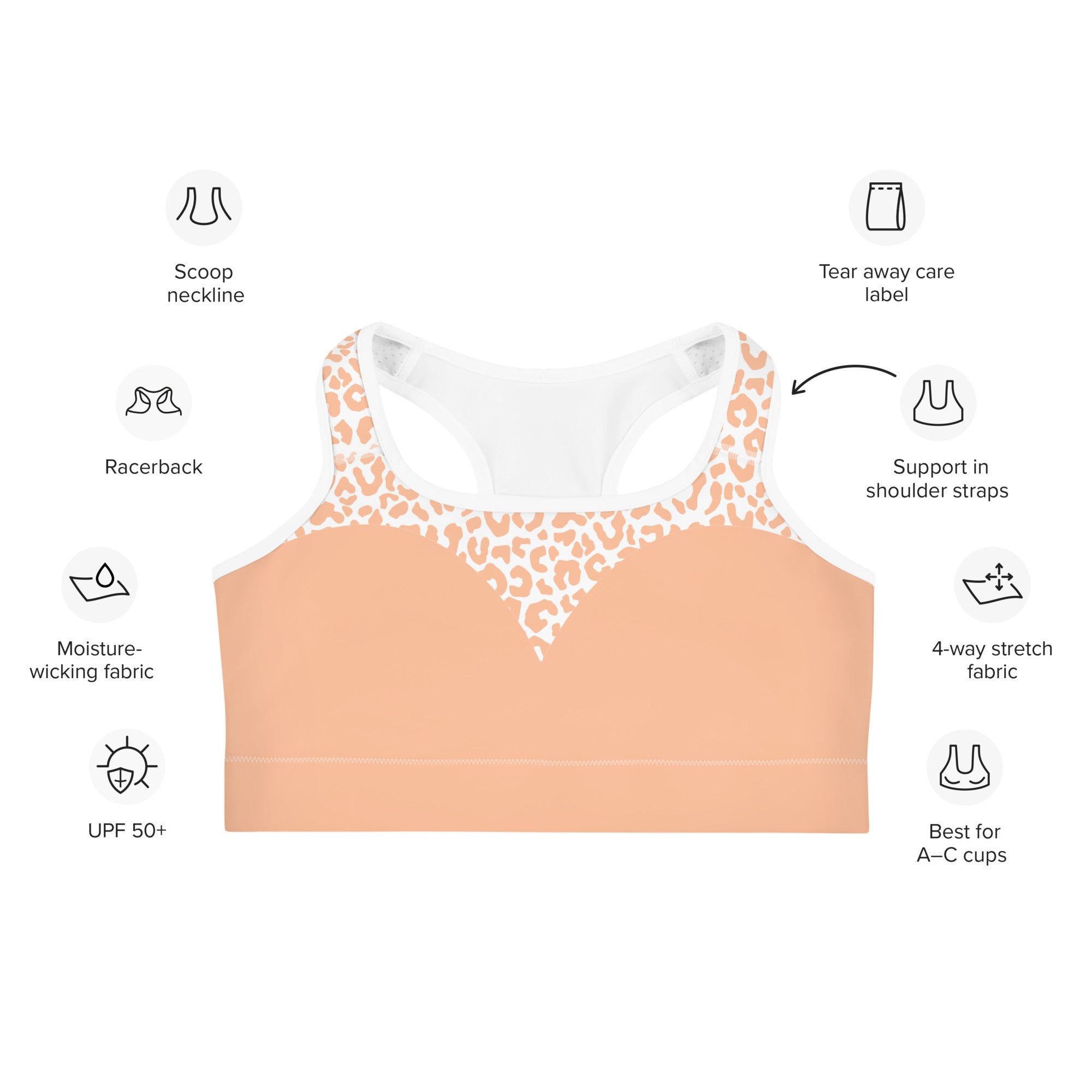 Peach Leopard Heart Shaped Sports Bra