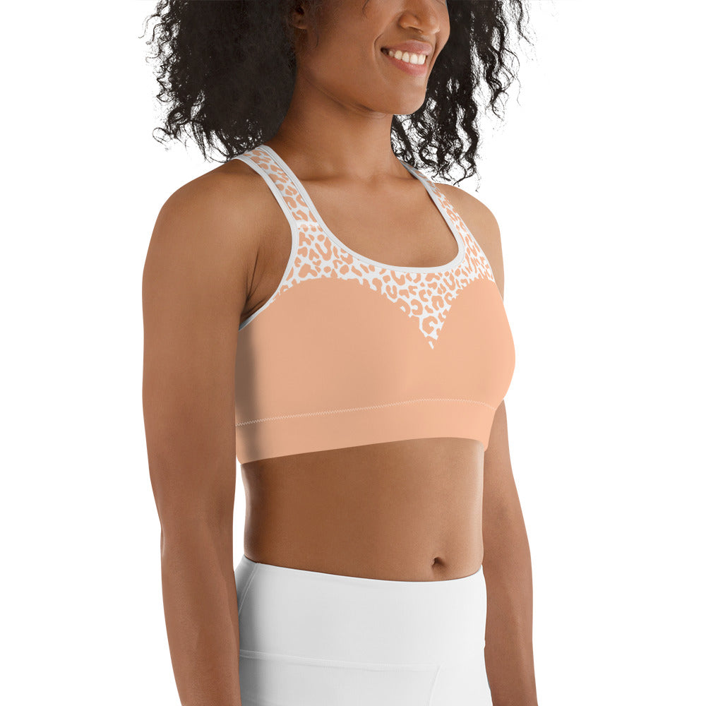 Peach Leopard Heart Shaped Sports Bra