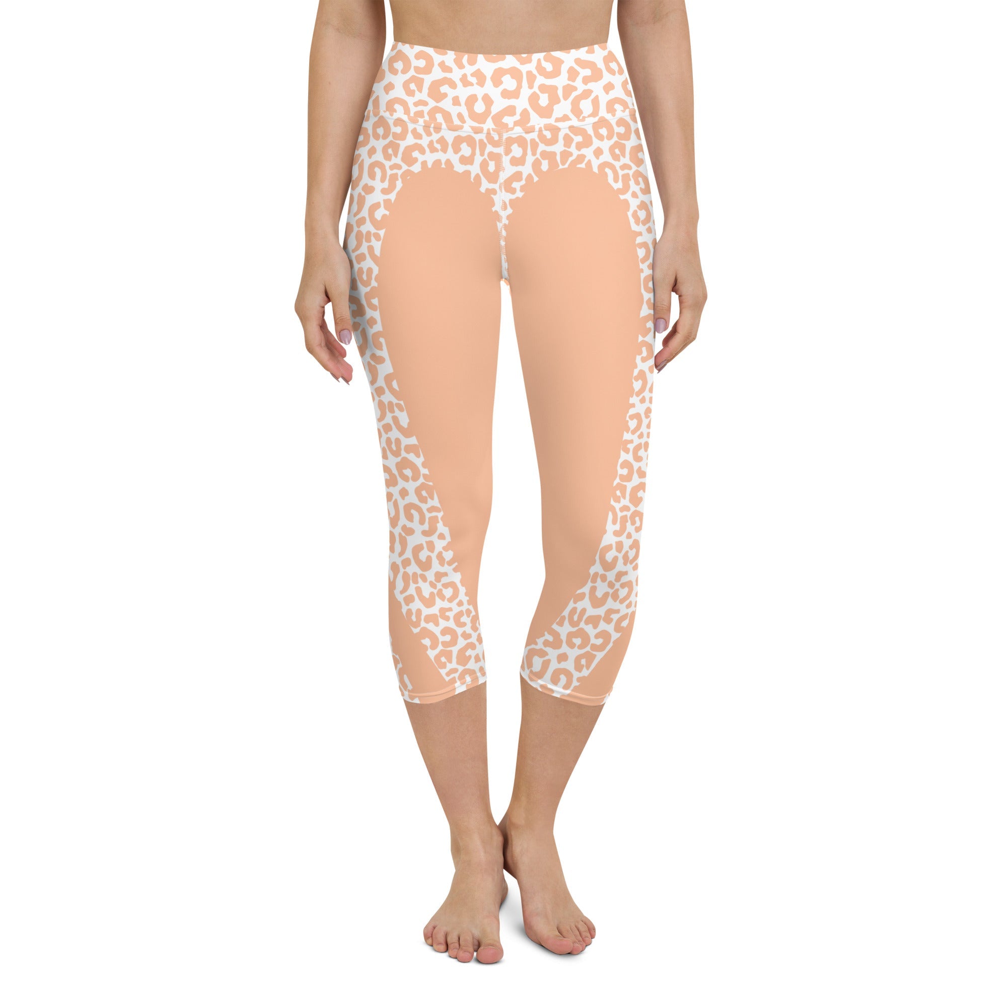 Peach Leopard Heart Shaped Yoga Capris