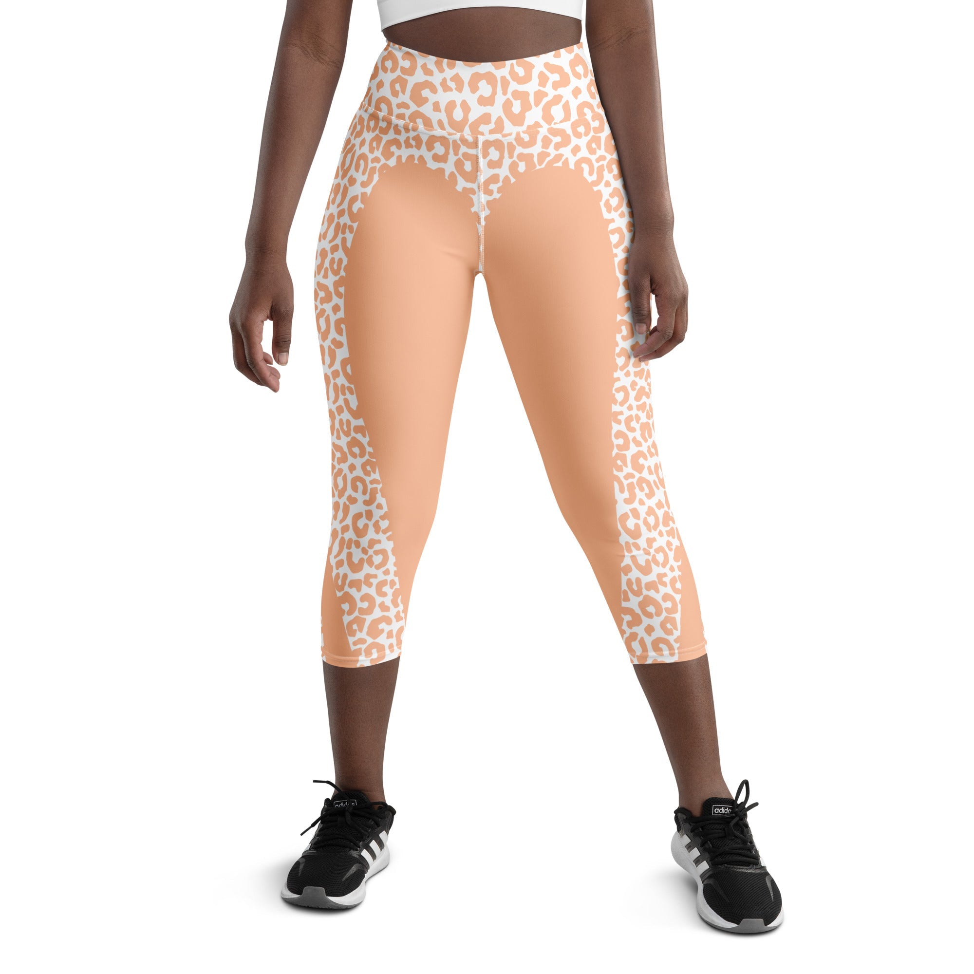 Peach Leopard Heart Shaped Yoga Capris