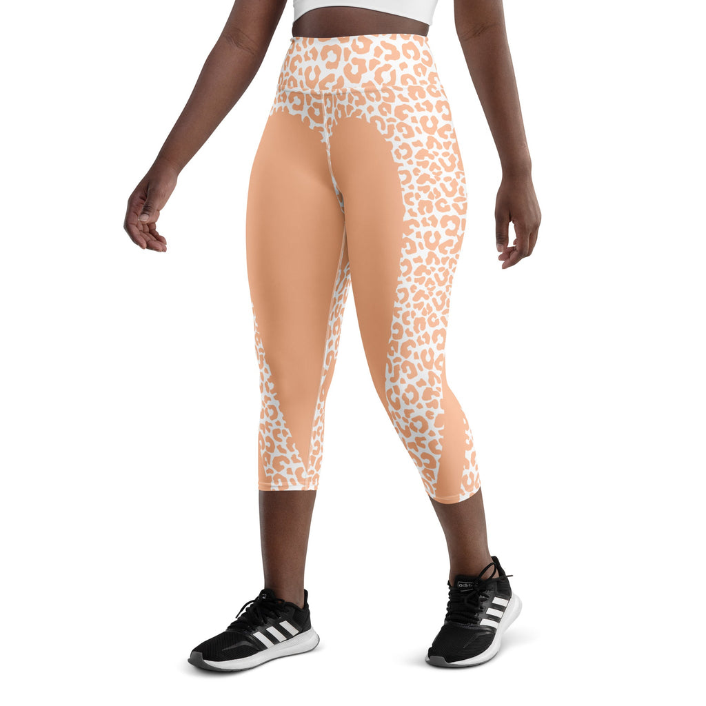 Peach Leopard Heart Shaped Yoga Capris