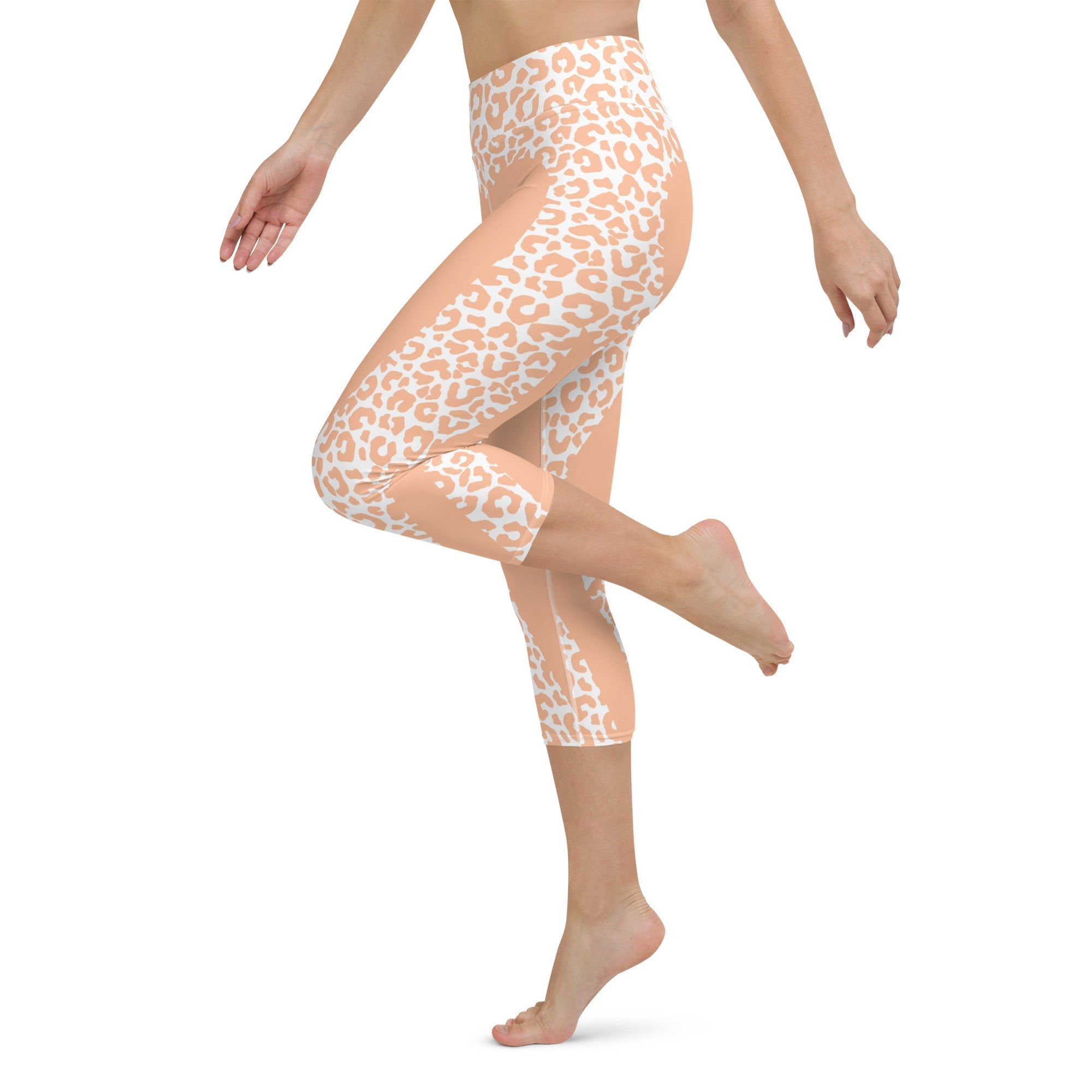 Peach Leopard Heart Shaped Yoga Capris