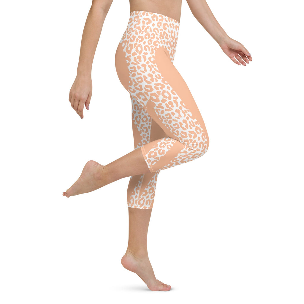 Peach Leopard Heart Shaped Yoga Capris