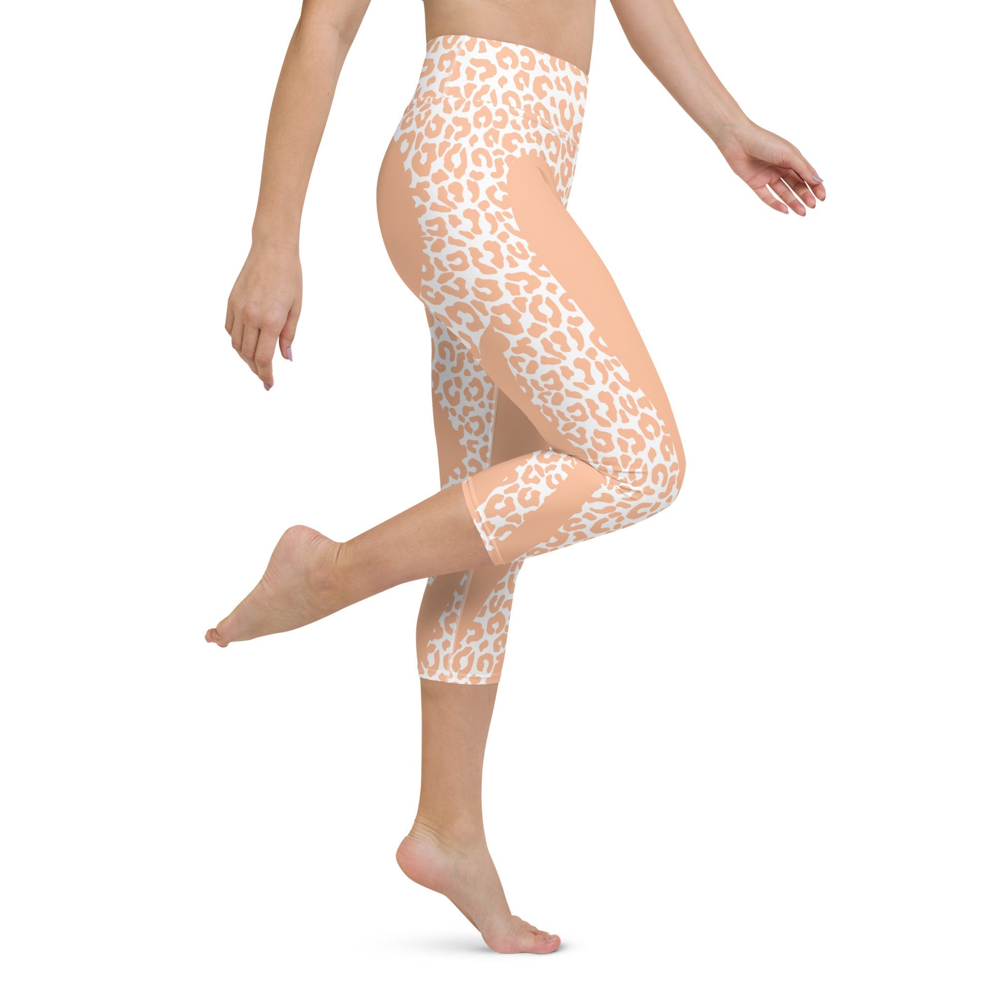 Peach Leopard Heart Shaped Yoga Capris