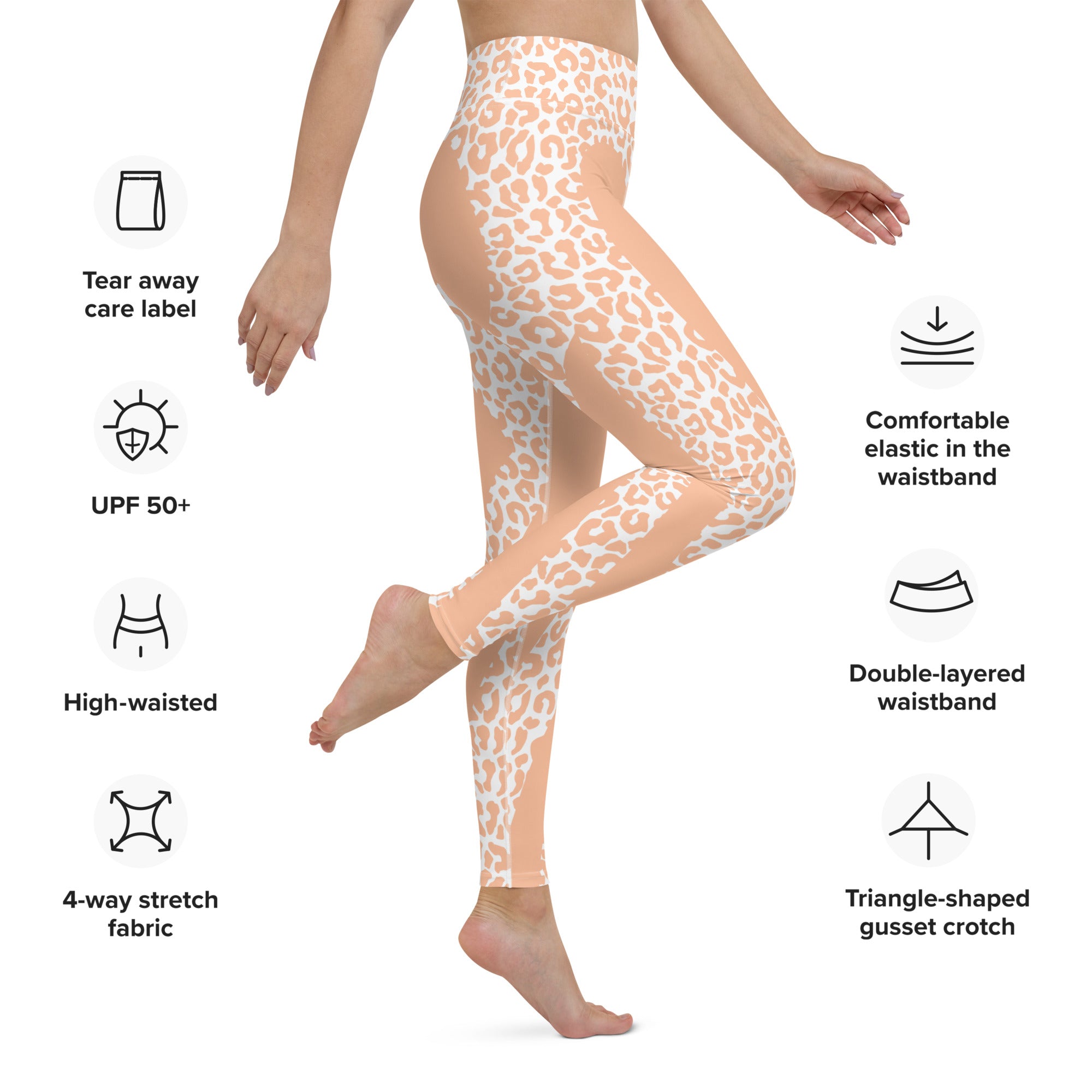 Peach Leopard Heart Shaped Yoga Leggings