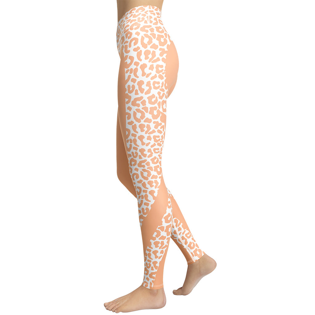 Peach Leopard Heart Shaped Yoga Leggings