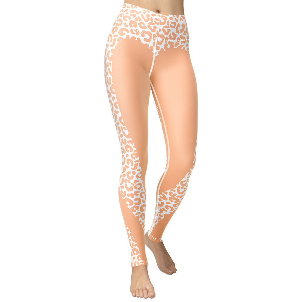 Peach Leopard Heart Shaped Yoga Leggings