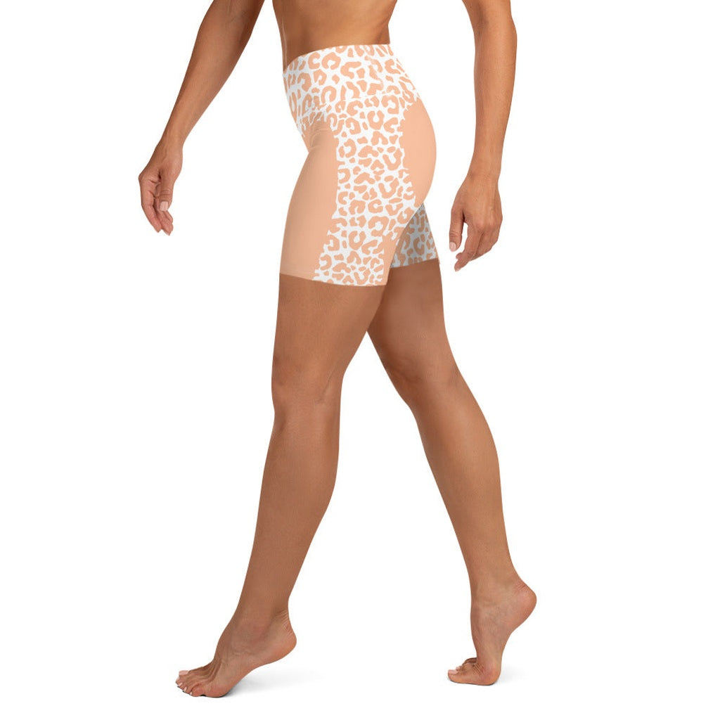 Peach Leopard Heart Shaped Yoga Shorts