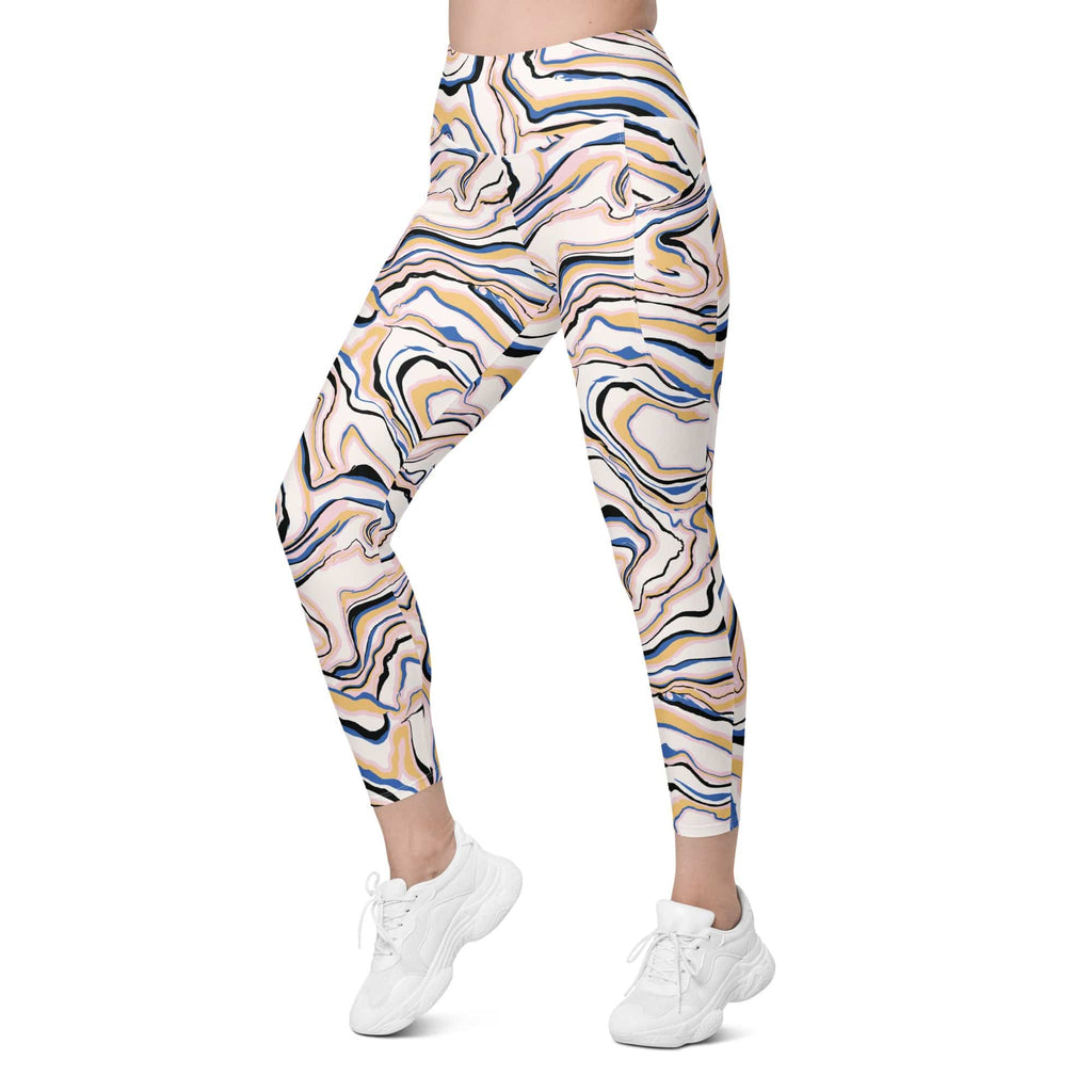Peachy Marble Leggings With Pockets