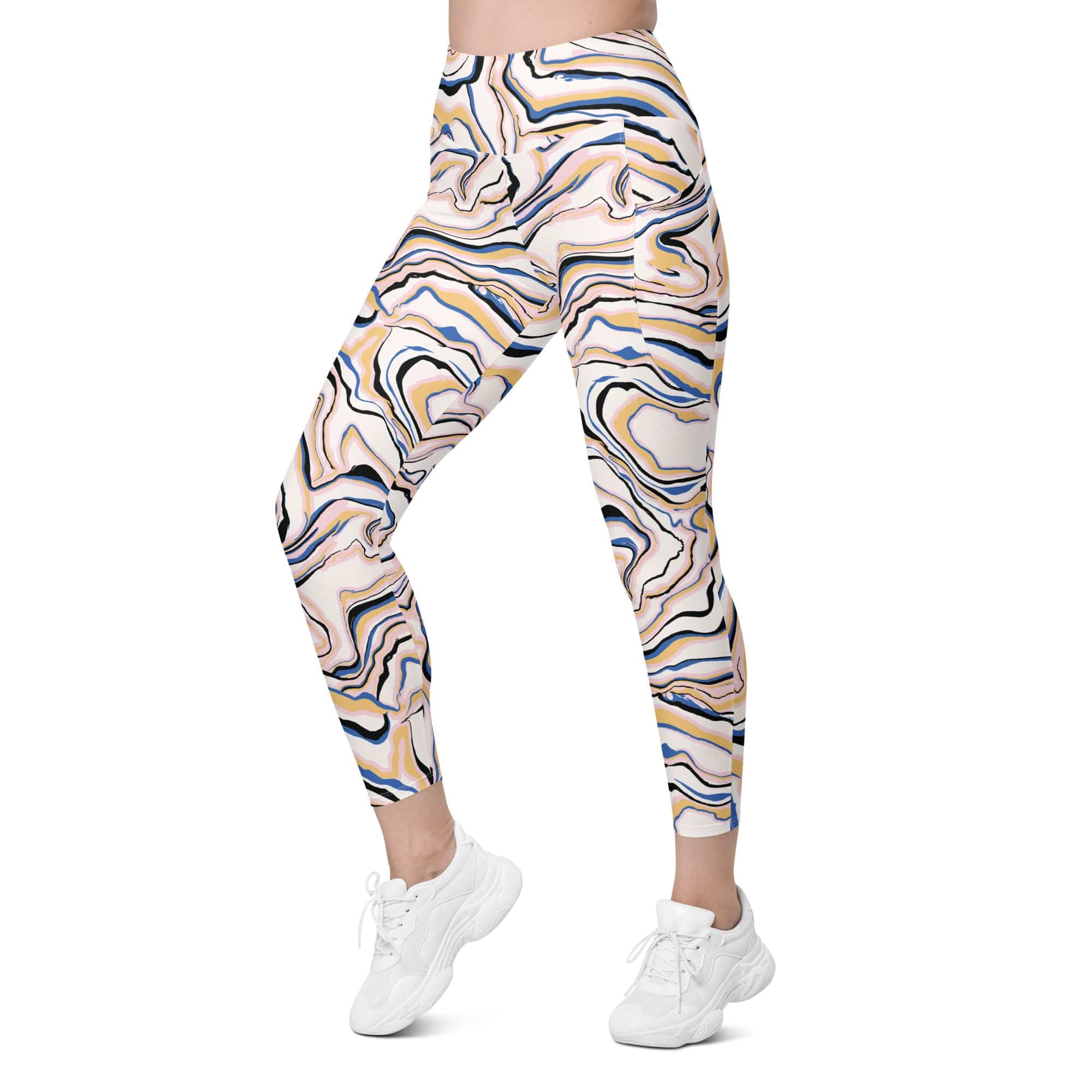 Peachy Marble Leggings With Pockets