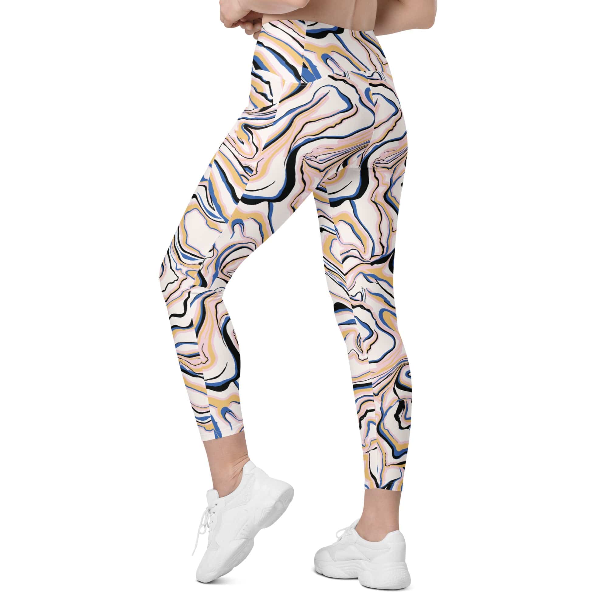 Peachy Marble Leggings With Pockets
