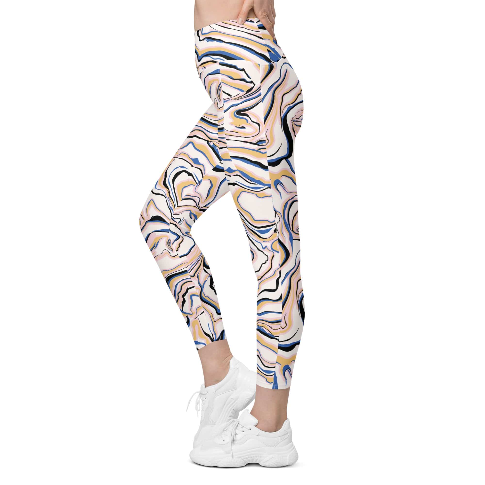 Peachy Marble Leggings With Pockets